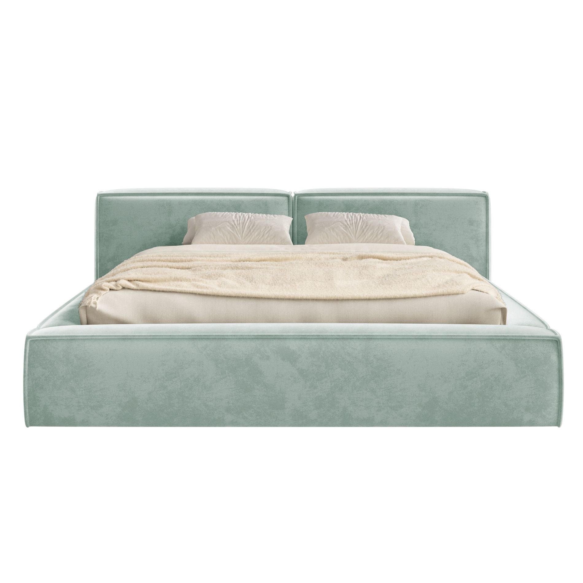 POLSTERBETT Tilves Low Salbeigrün 160x200 cm - Schwarz/Hellgrün, Kunststoff/Textil (160/200cm) - Selsey