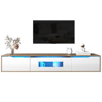 LOWBOARD 180/35/30 cm Weiß/Holzfarbe aus Spanplatte mit LED-Beleuchtung - Weiß, Holzwerkstoff (35/30/180cm) - OKMYHOME
