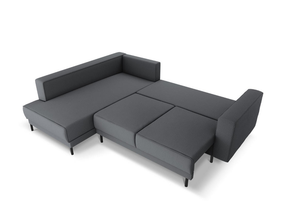 AUSKLAPPBARES-ECKSOFA links Caro aus strukturiertem Stoff dunkelgrau 5 Sitzplätze - Dunkelgrau, Textil (187/247cm) - Micadoni