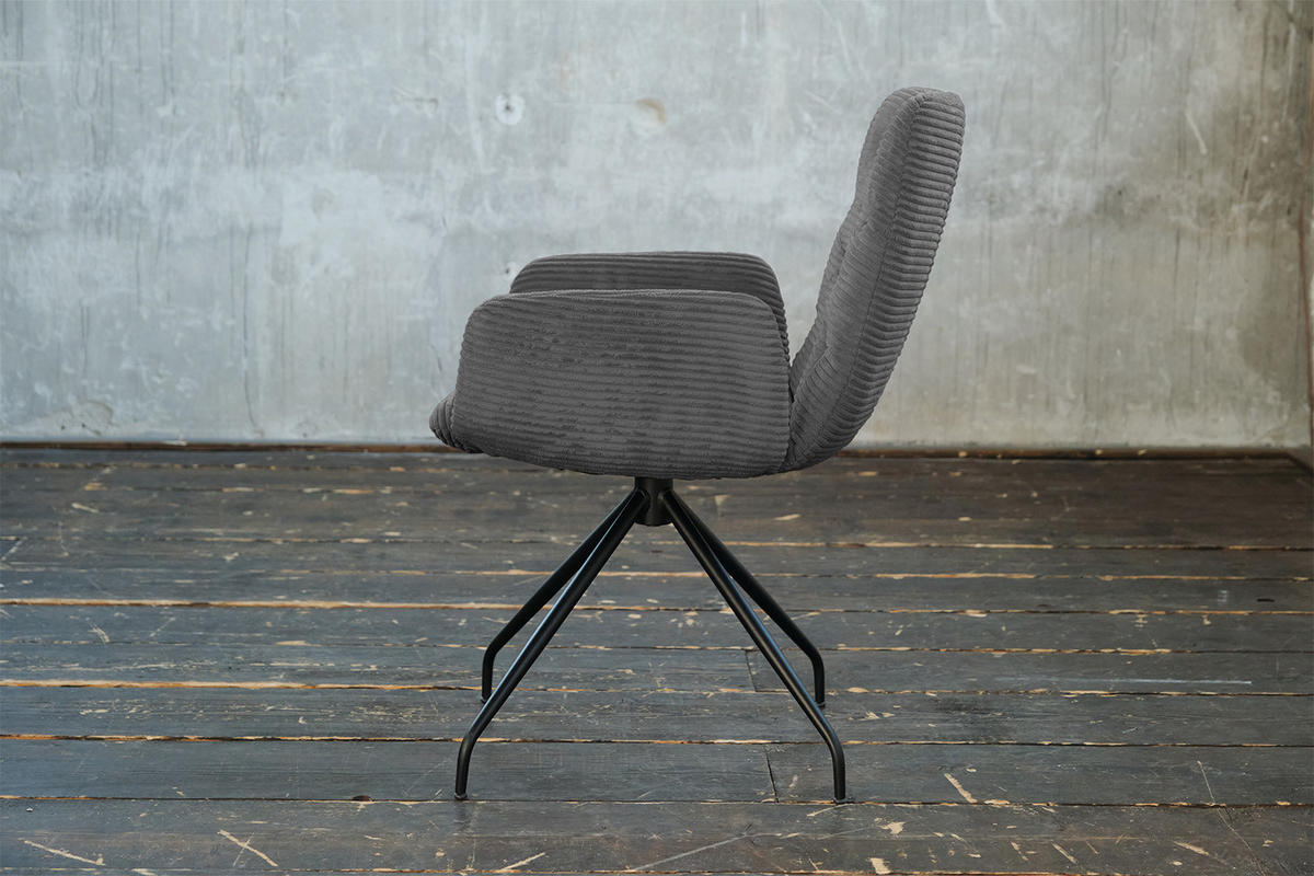 DREHSTUHL NEW CHARME Grau Cord - Dunkelgrau/Grau, Textil (59/87/66cm) - KAWOLA
