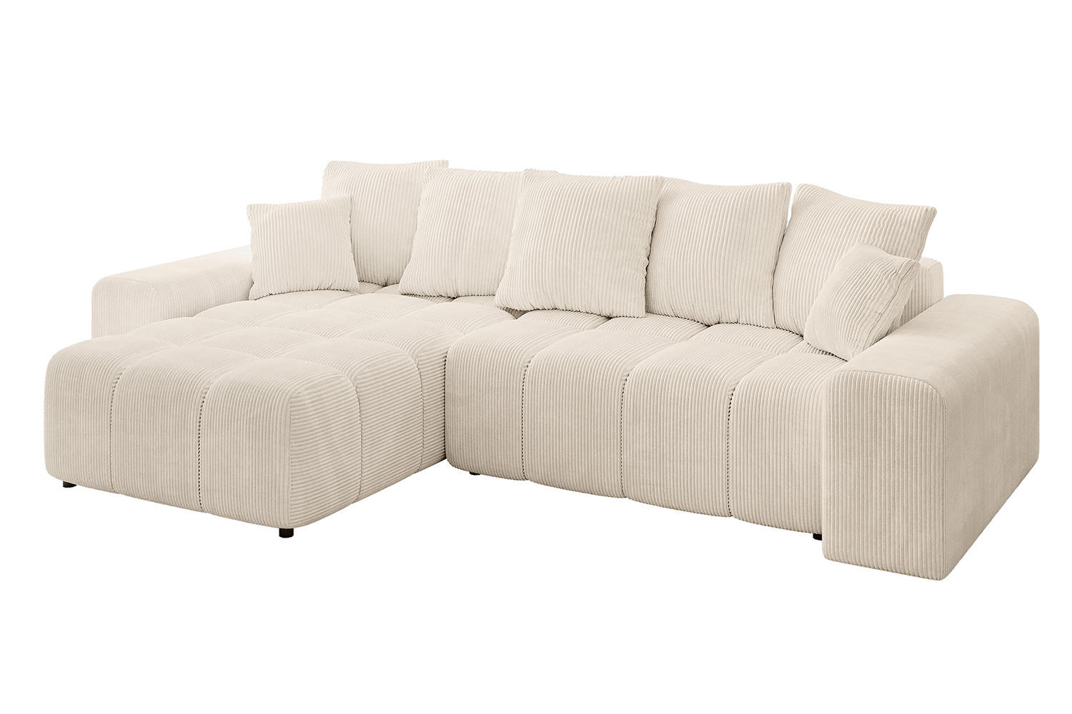 ALTDECOR ROHOVÁ SEDACÍ SOUPRAVA s otomanem vlevo ENIL-L 297x189x68 béžový manšestr