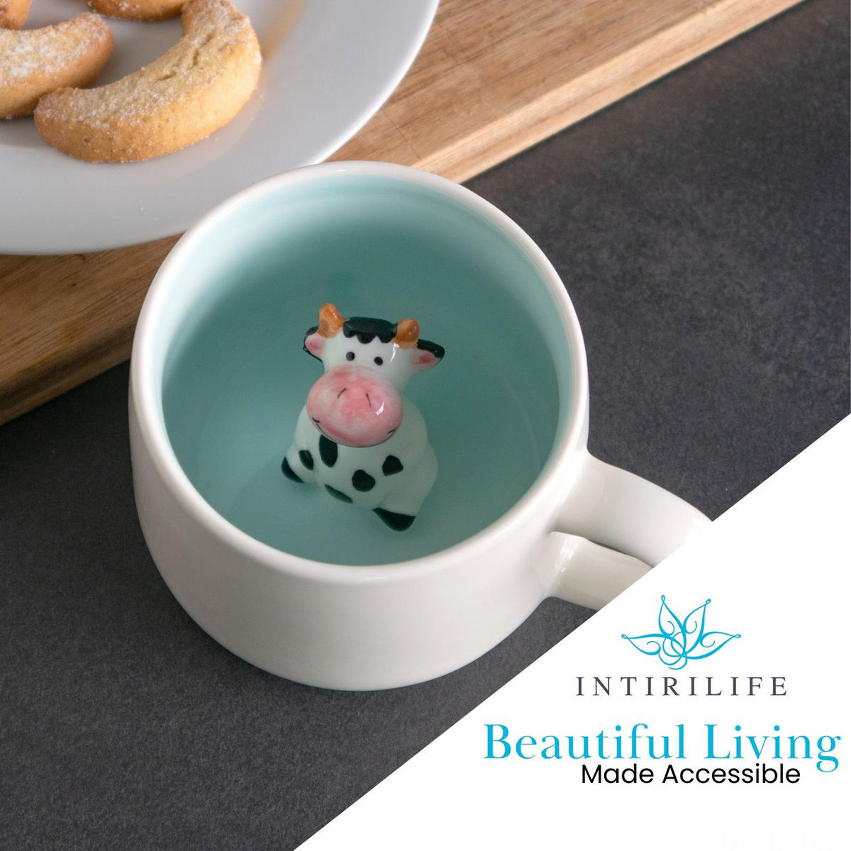 KAFFEETASSE 300ml 3D Cartoon - Weiß, Keramik (0.3L) - Intirilife