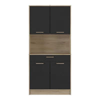 HIGHBOARD mit 4 Türen und 1 Schublade, Dekor Holz und Schwarz - L83 cm - Braun, Holzwerkstoff (40/176.1/83.3cm) - Calicosy