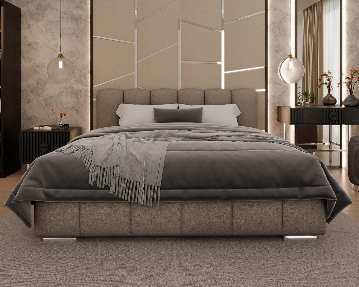 POLSTERBETT Zaira 180x200cm – Elegantes Polsterbett für modernen Wohnstil , ohne matratze, braun - Braun, Holz (180/200cm) - Homesy