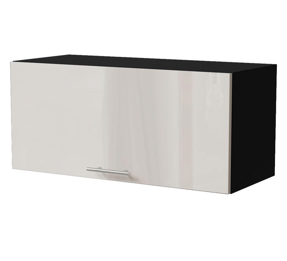 KLAPPHÄNGESCHRANK Brerra W4B/80 Schwarz / RAL 9001 creme Hochglanz 80 / 32,5 / 36cm mit Blum Aventos Klappenbeschlag - Creme/Schwarz, Holz/Holzwerkstoff (80/36/32.5cm) - Feldmann-Wohnen