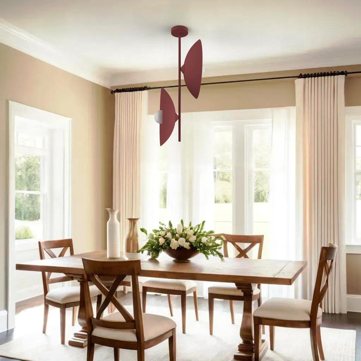 DECKENLEUCHTE - Rot, Metall (40/40/83cm) - Lumicom