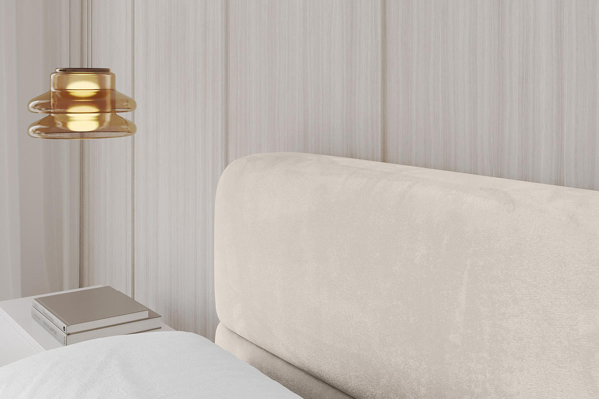 POLSTERBETT mit Bettkasten und Lattenrost, Boxbett ohne Matratze - ELVA-v1 200x200 Beige - Beige, Holzwerkstoff/Textil (200/200cm) - ALTDECOR