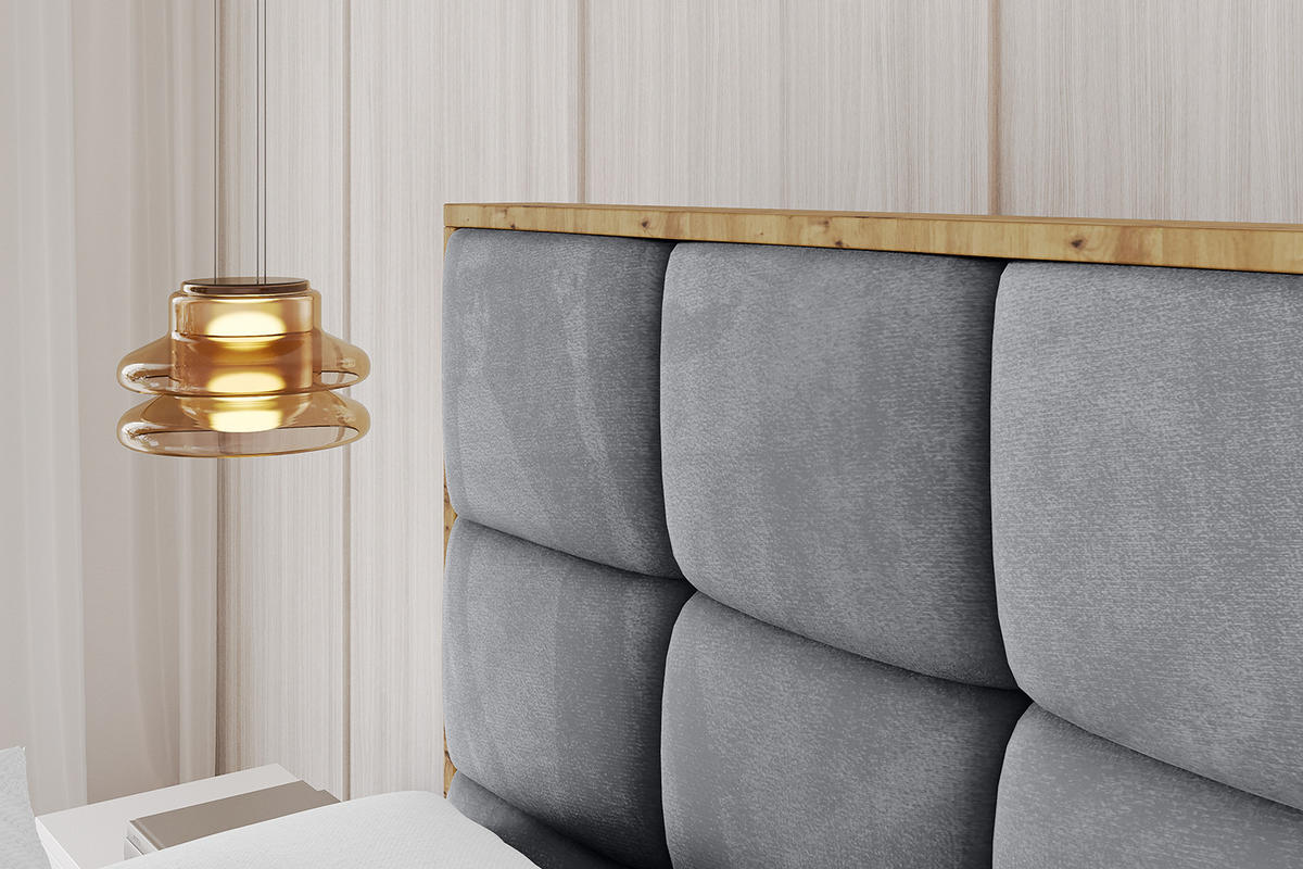 POLSTERBETT mit Bettkasten, Fußteil und Lattenrost, Boxbett mit Matratze H3/H4 - ENZO2-Z 120x200 Grau - Grau, Holzwerkstoff/Textil (120/200cm) - ALTDECOR