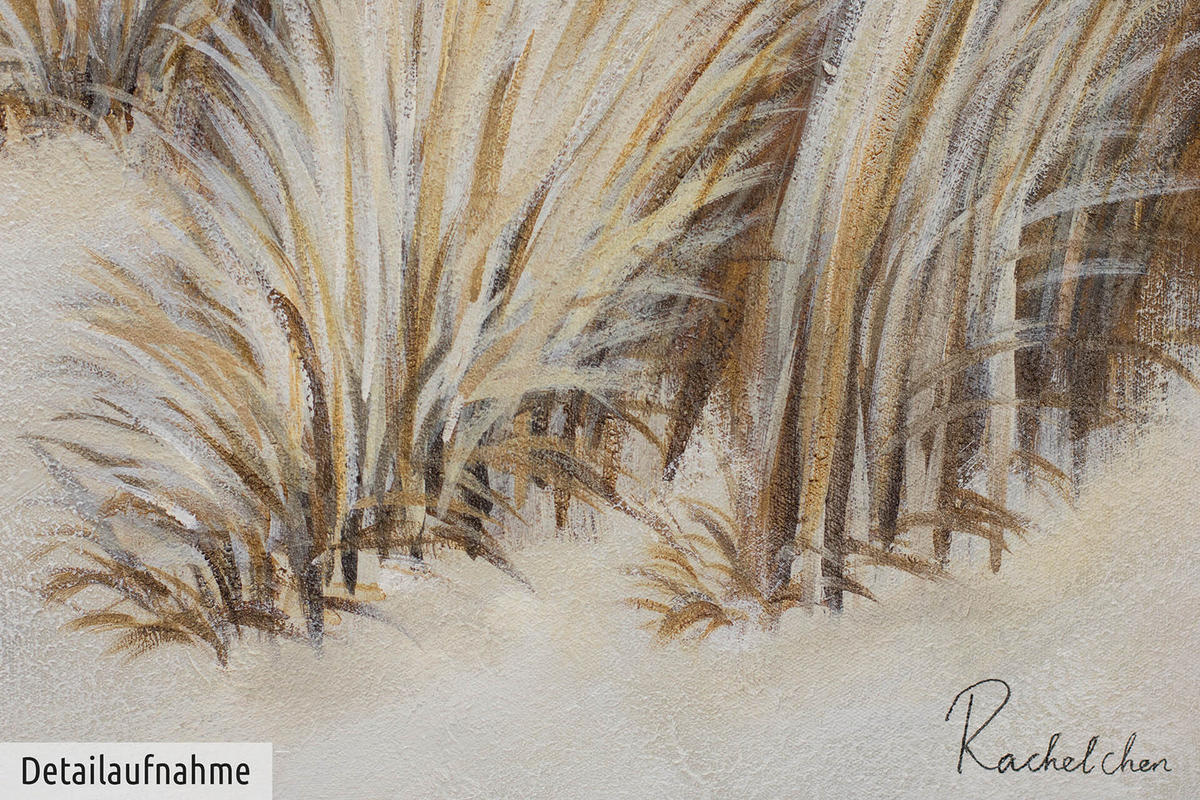 RUČNE MAĽOVANÝ AKRYLOVÝ OBRAZ 90/60 cm, béžový, morský a krajinný motív - béžová, drevo/textil (90/60cm) - KUNSTLOFT