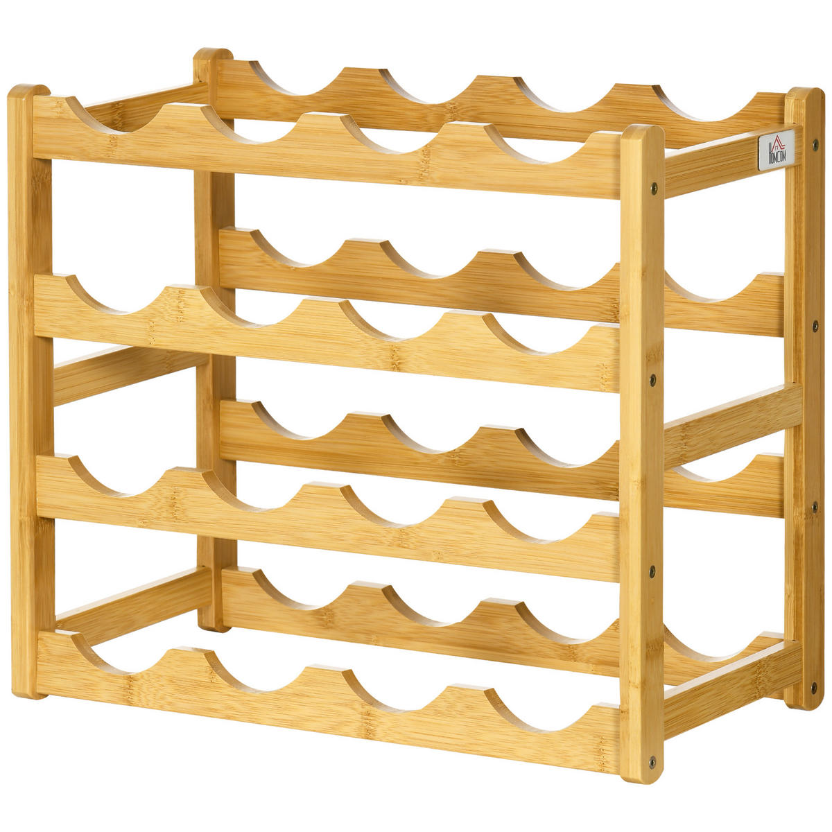 WEINREGAL, Bambus, 16 Flaschen, 4 Regale, Natur, 43x23,5x38cm - Multicolor, Metall (43/38/23.5cm) - FORIOUS
