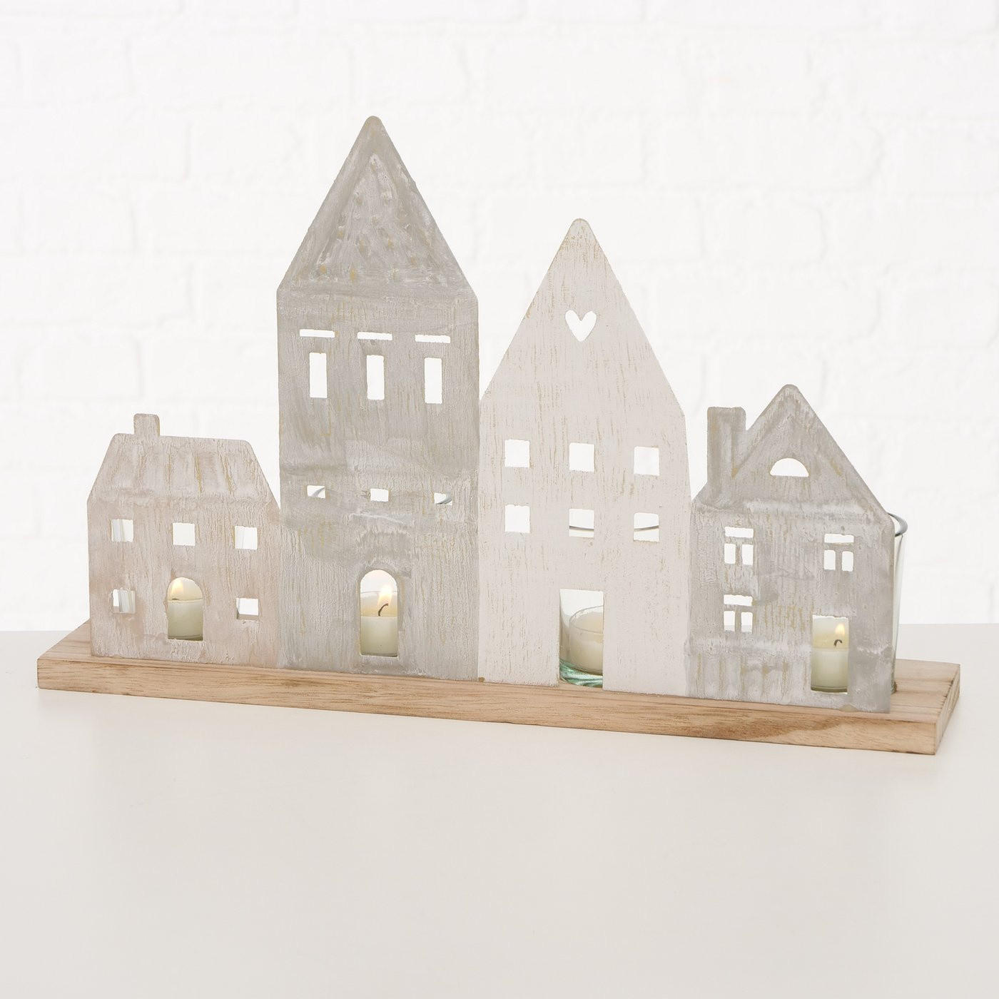 TEELICHTHALTER NORDY 24/36 cm - Beige, Holz (8/24/36cm) - Boltze Home