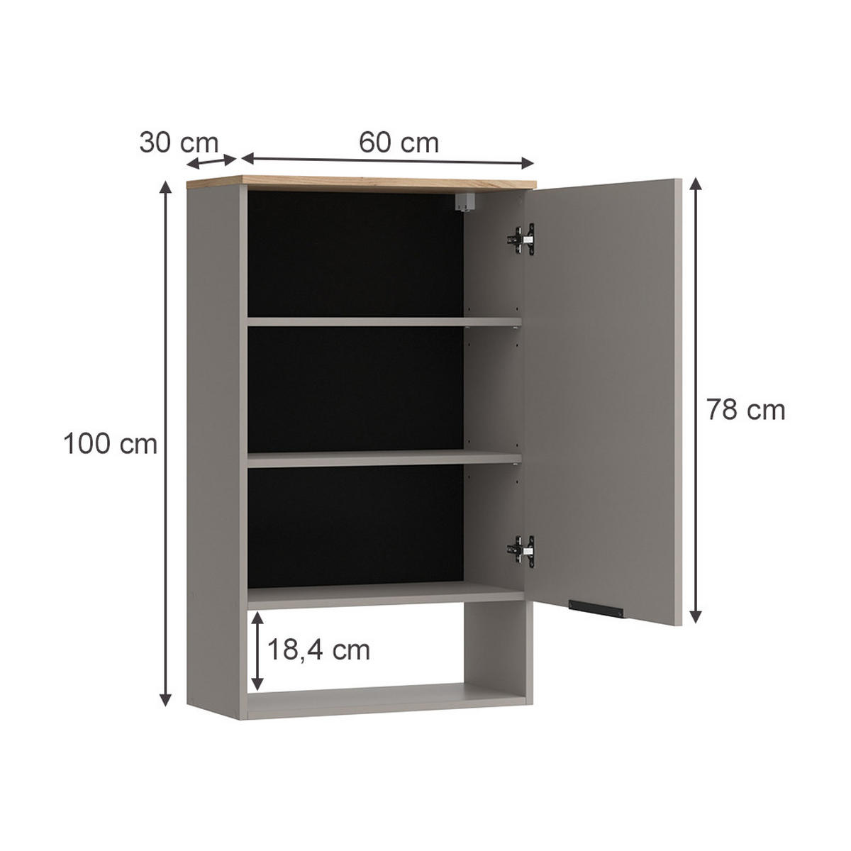 STĚNOVÁ POLICE Wido Greige - Sonoma dub/šedobéžová, kompozitní dřevo (60/100/30cm) - Vicco