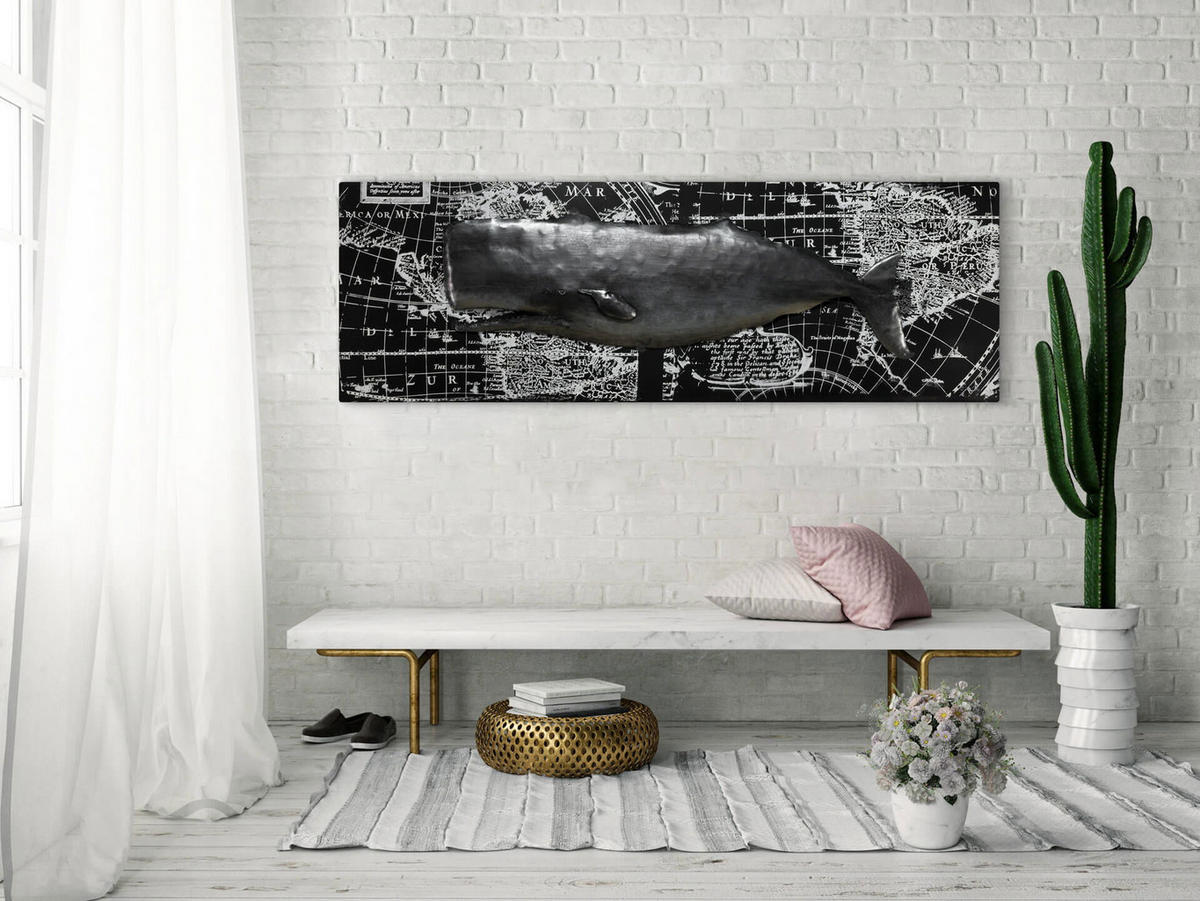 METALLBILD Schwarz 144/44 cm - Schwarz, Metall (144/44cm) - KUNSTLOFT