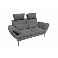 SOFA HOLLY Anthrazit Flachgewebe - Anthrazit/Braun, Textil/Metall (176/90/92cm) - KAWOLA