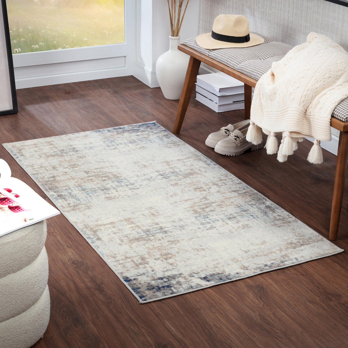 KURZFLORTEPPICH 80/150 cm Blau - Taupe, Naturmaterialien/Textil (80/150cm) - LIVABLISS
