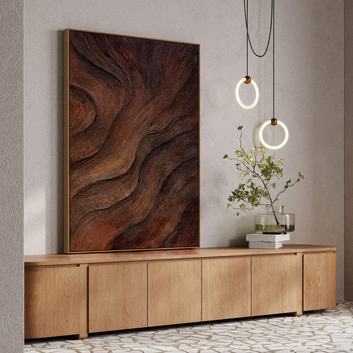 GEMÄLDE Atem des Baumes Schattenfugenrahmen Eichefarben 120x80 cm - Eichefarben, Holz (120/80cm) - YS-art gallery