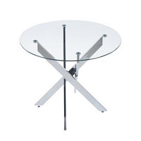ESSTISCH aus Glas und Metall 80x80x75 cm Silber mit pflegeleichter Oberfläche und stabilem Kreuzgestell - Silberfarben, Metall (80/80/75cm) - Modfu