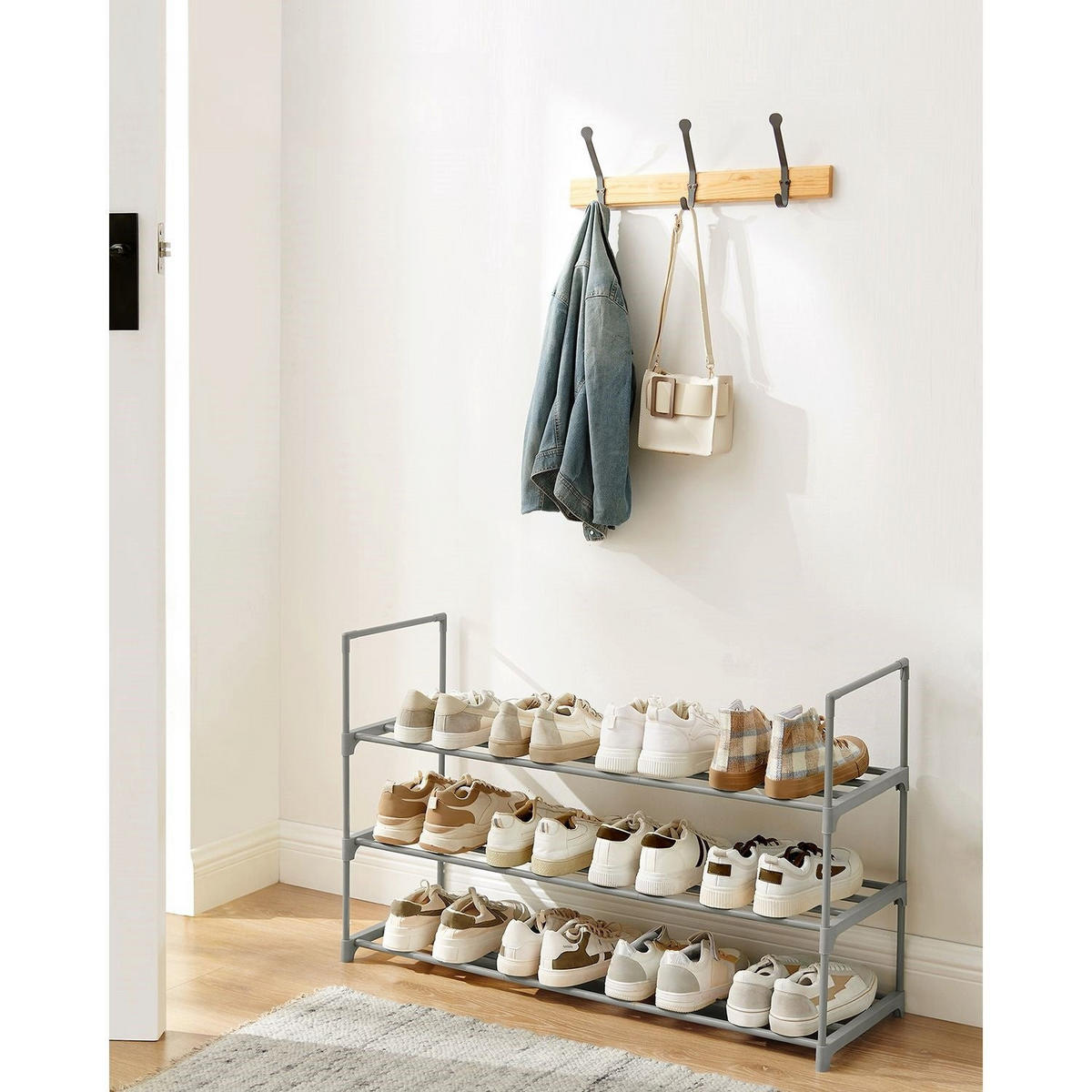 SCHUHREGAL GABORONE - Grau, Kunststoff (92/55/30cm) - Hansiro