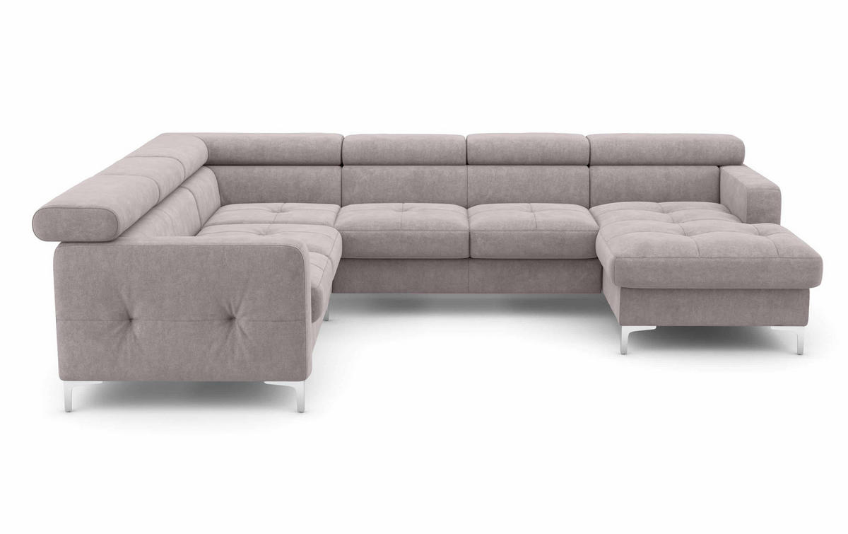 WOHNLANDSCHAFT mit Schlaffunktion und Bettkasten - Chromfarben/Silberfarben, Holz/Textil (304/74/240cm) - Cotta