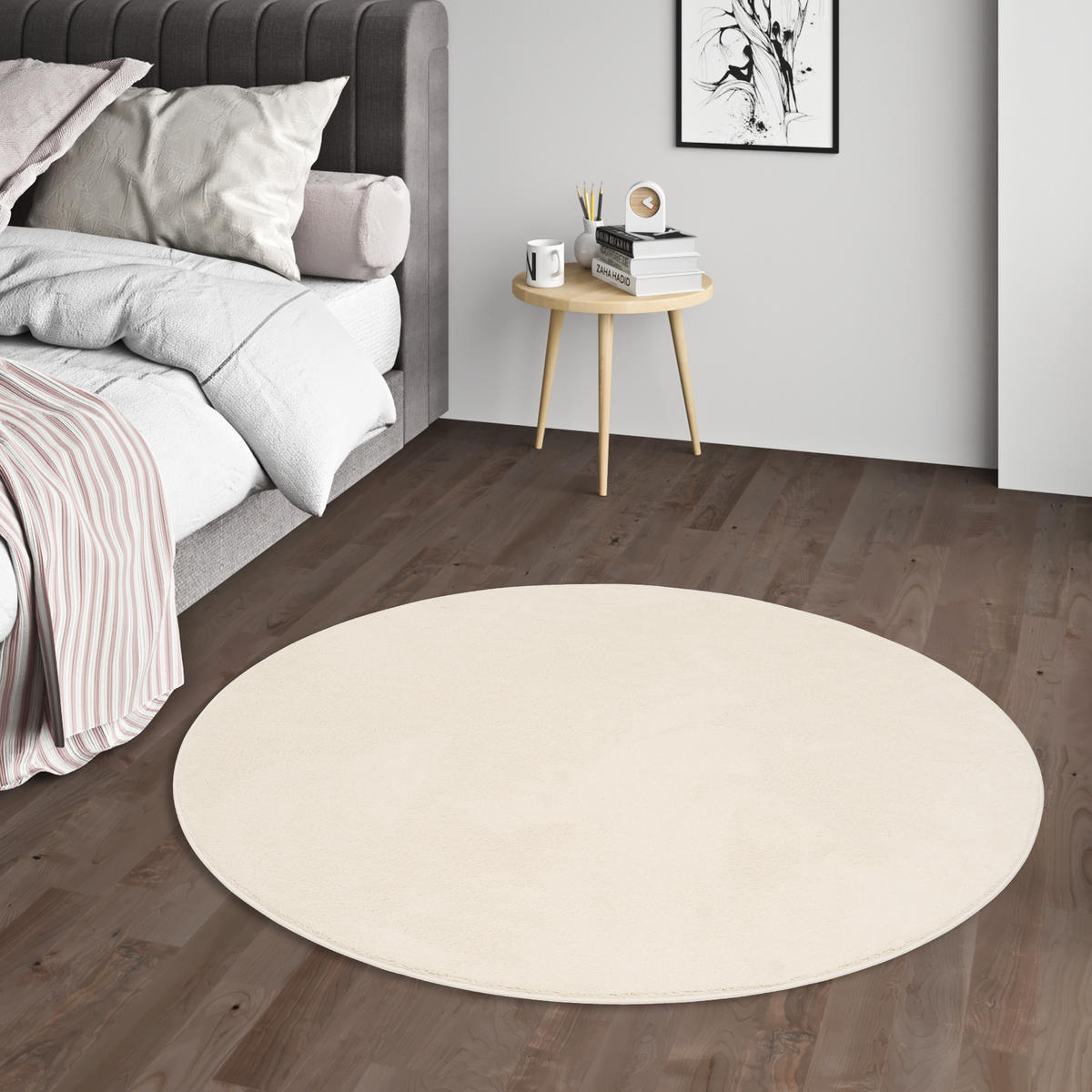HOCHFLOR LANGFLOR TEPPICH SUPER SOFT MELIA RUND - Creme, Textil (160/160cm) - Pergamon