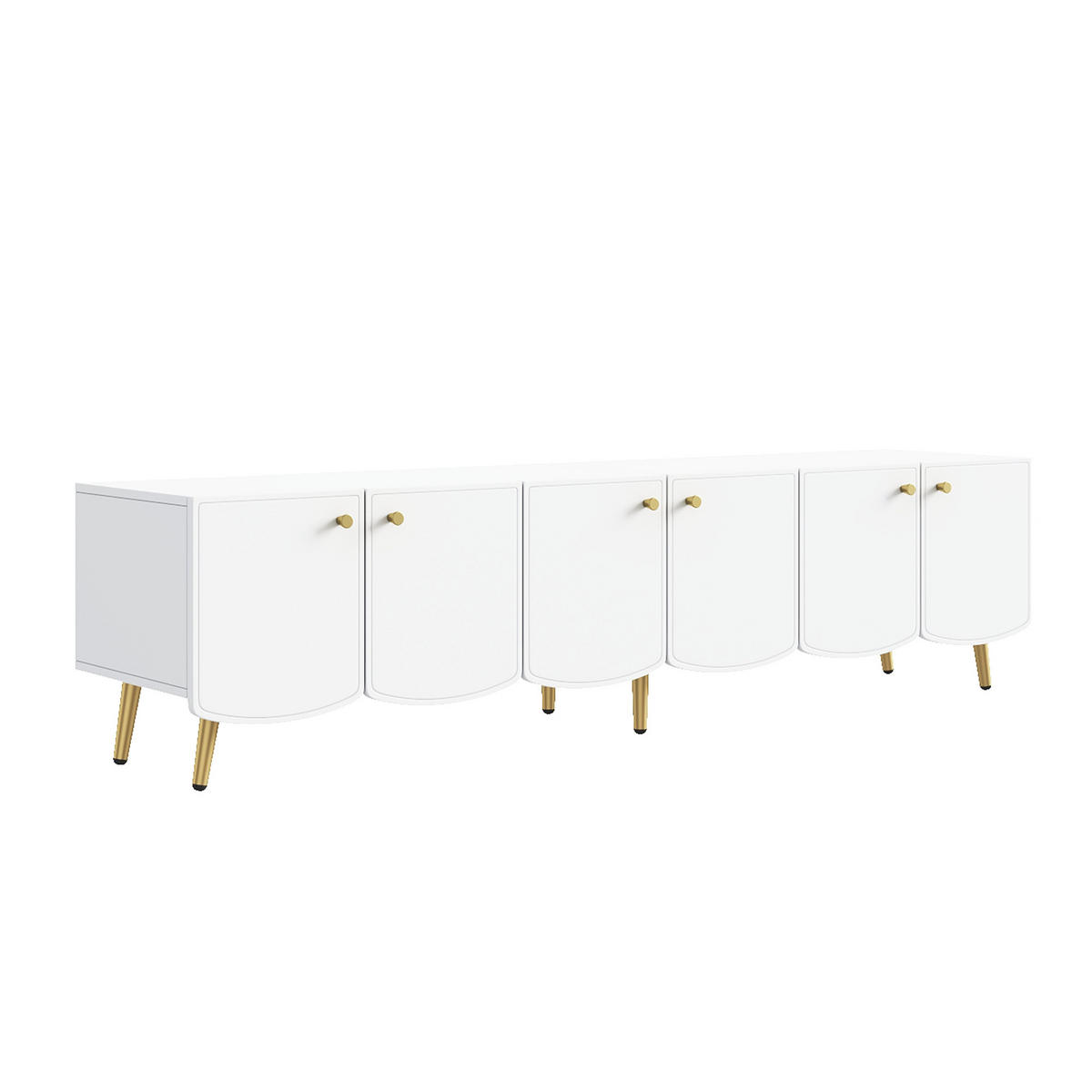 TV-LOWBOARD 180cm 6 Türen Gold Beine Weiß Modern - Multicolor, Holzwerkstoff (180/45/40cm) - FLIEKS