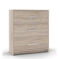 KOMMODE Sonoma Eiche Mit Schubladen Silberne Griffe - Beige/Sonoma Eiche, Holz (80/90/35cm) - Sepro Meble