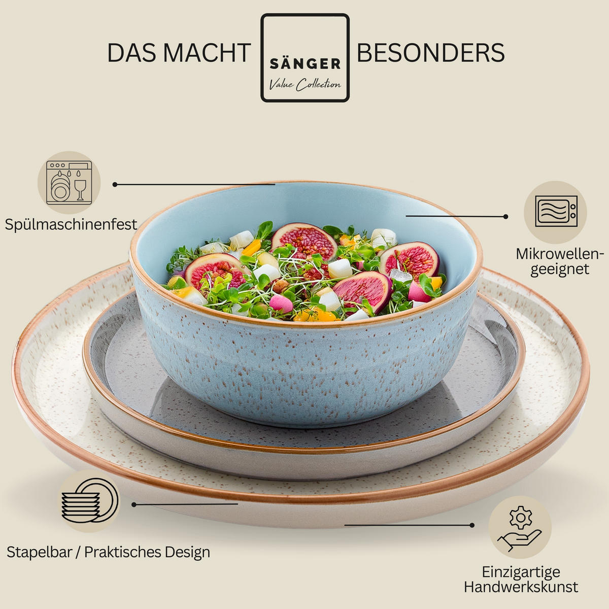 KOMBISERVICE RIO - 20-teilig aus Steingut - Multicolor, Keramik (44/45/54cm) - Sänger