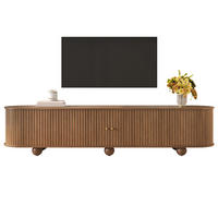 TV-LOWBOARD Rund Rillenoptik Schiebetüren Retro Kugelfüße - Walnussfarben, Holzwerkstoff (180/45/35cm) - FLIEKS