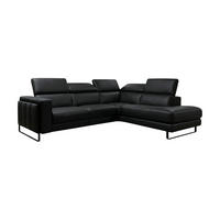 ECKSOFA Marchesi Echtleder Schwarz - Schwarz, Leder/Metall (257/80/220cm)