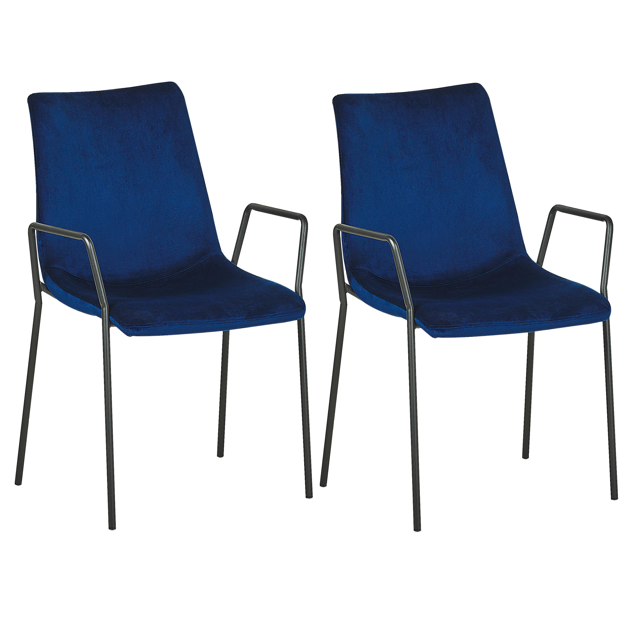 ÉTKEZŐSZÉK 2 darabos Szett Bársony Kék Jefferson - kék, textil/fém (57/87/60cm) - Beliani