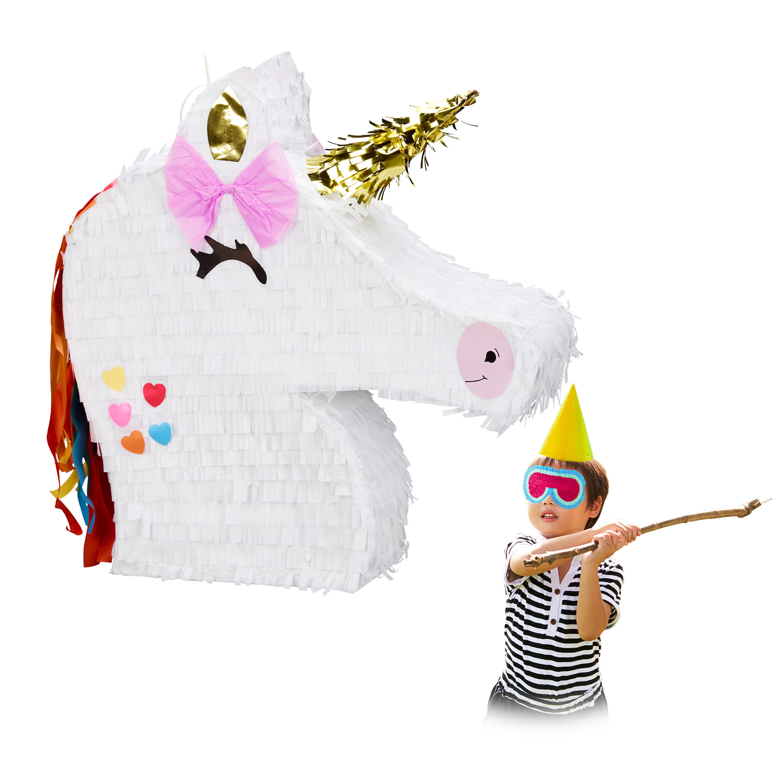 PINATA Einhorn - Weiß, Papier (39.5/41.5/9cm) - Relaxdays