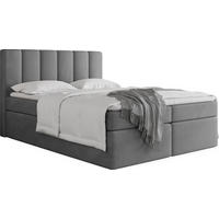 BOXBETT Amira mit Bettkasten, Samt Grau 180/200 cm – 7-Zonen Taschenfederkern-Matratze & Komfortschaum-Topper - Schwarz/Grau, Holz/Holzwerkstoff (180/200cm) - WFL GROUP