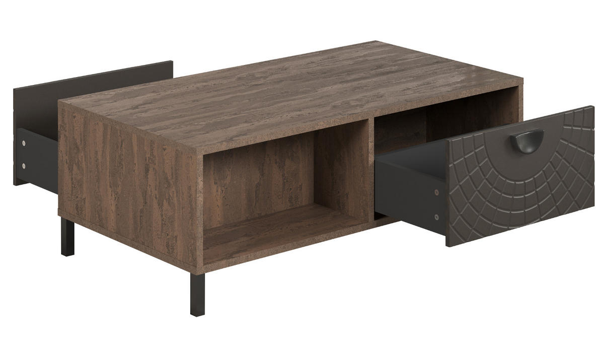 COUCHTISCH Bronze mit Rostoptik 110 cm, Beistelltisch mit Soft-Close - Rostfarben/Schwarz, Holzwerkstoff/Metall (60/110/37cm) - Top.Furn