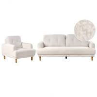4-SITZER-SOFA Set Bouclé Weiß Tuve - Hellbraun/Weiß, Textil (90/90/288cm) - Beliani
