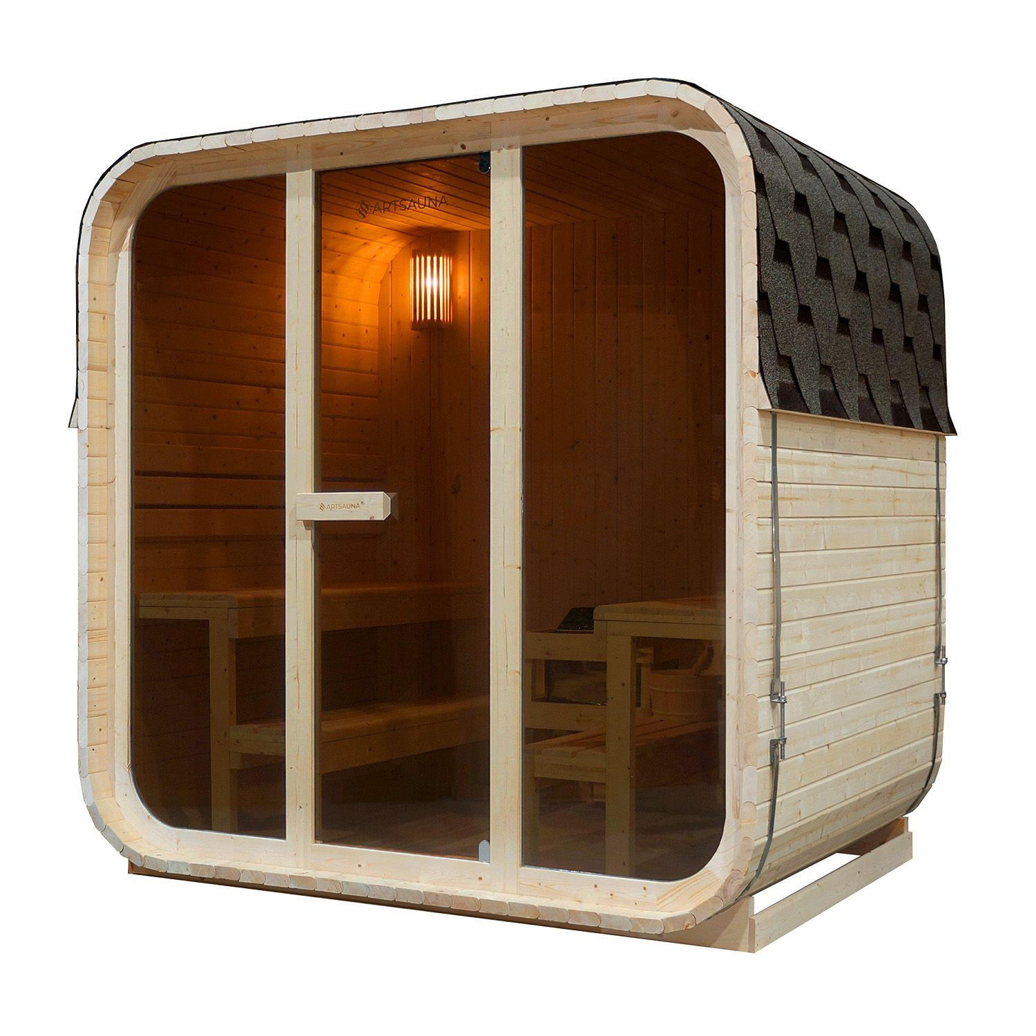 FASSSAUNA Fjora L 9 kW Saunaofen (6 Personen) - Naturfarben, Holz (228/225/180cm) - Artsauna