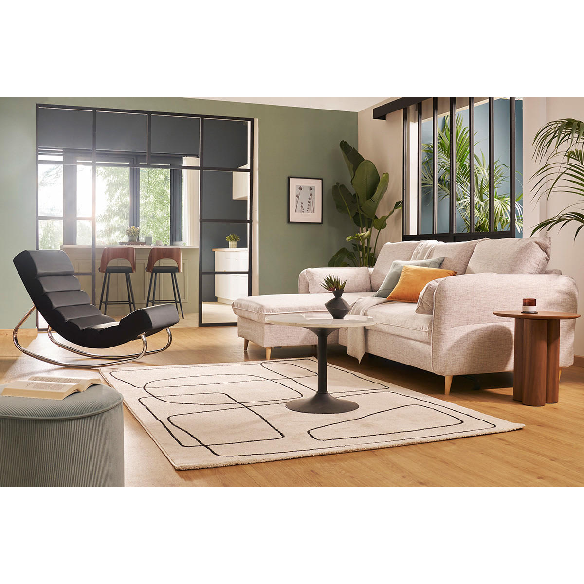 SESSEL Design Schaukelstuhl TAYLOR Schwarz - Schwarz, Textil (113/82/56cm) - Miliboo