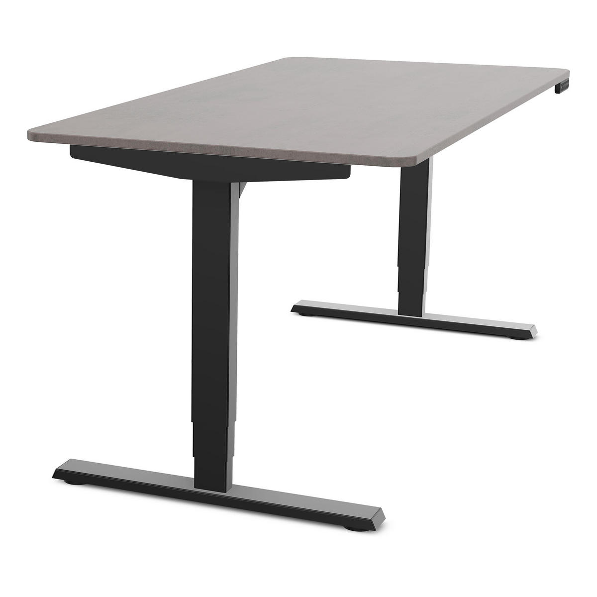 SCHREIBTISCH Elektrisch höhenverstellbarer Schreibtisch Y-Line Curved Sichtbeton Anthrazit Schwarz 180/80/62-127cm - Schieferfarben/Schwarz, Holzwerkstoff/Metall (80/180/127cm) - ASSMANN