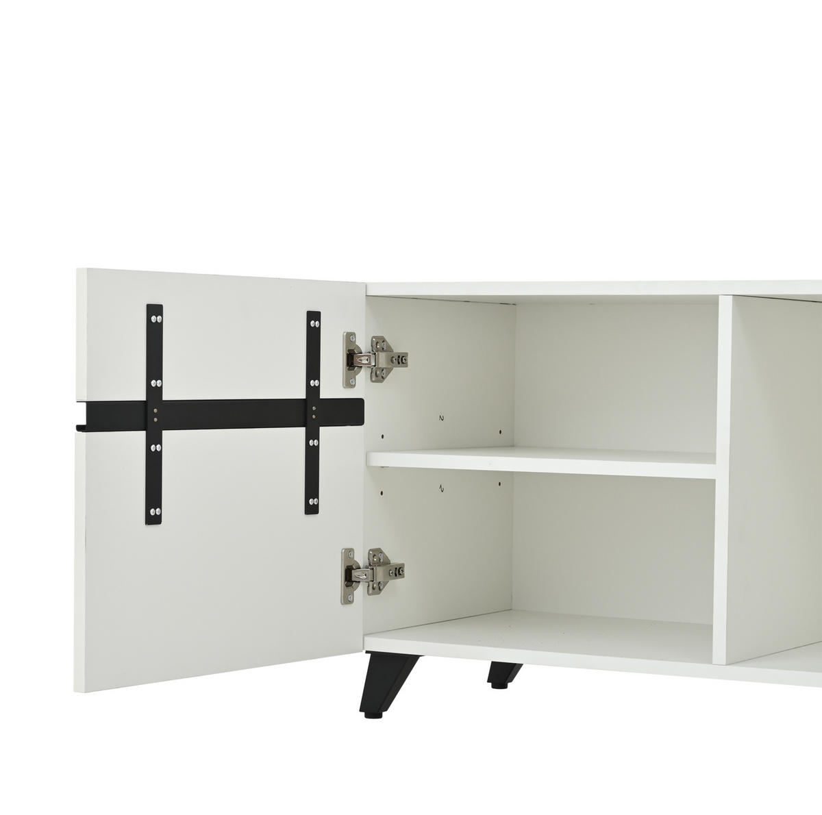 TV-LOWBOARD 180/40/49 cm mit 4 Schrankfächern und Hochglanzfront - Weiß, Holzwerkstoff (180/49/40cm) - BEAOK