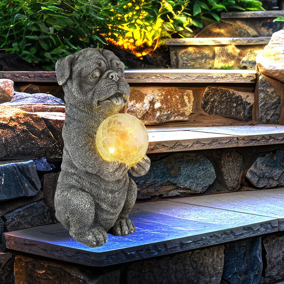 LED AUSSENLEUCHTE Hund Grau - Grau, Glas (17.5/13/29cm) - Globo Lighting