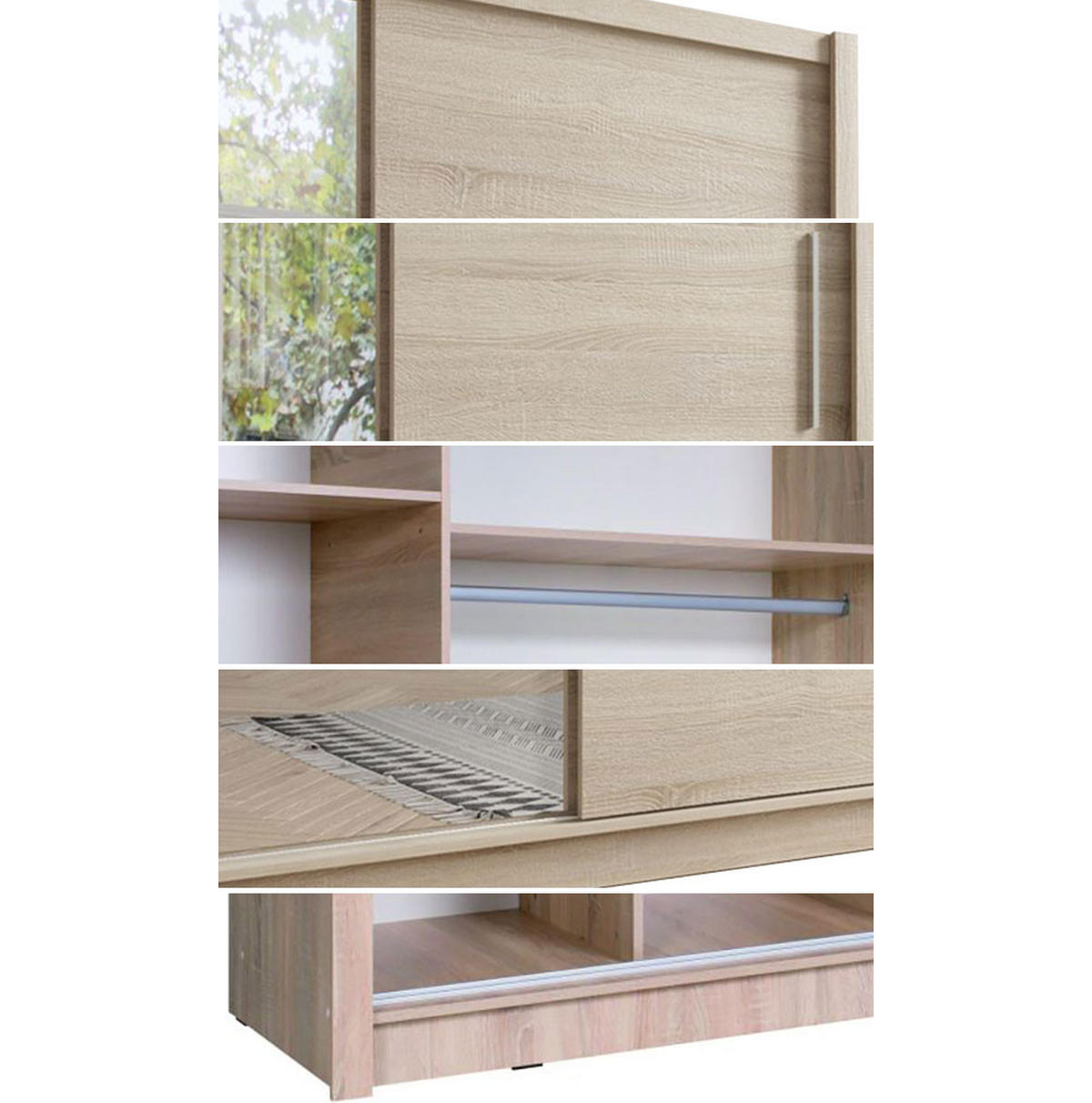 SCHIEBETÜRENSCHRANK Baku sonoma eiche 155 / 62 / 214,4cm - Braun/Sonoma Eiche, Holz/Holzwerkstoff (155/215/62cm) - Feldmann-Wohnen