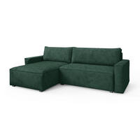 ECKSOFA BESMIR Grün Kordstoff mit Schlaffunktion - Grün, Holz (275/148cm) - MASSENO