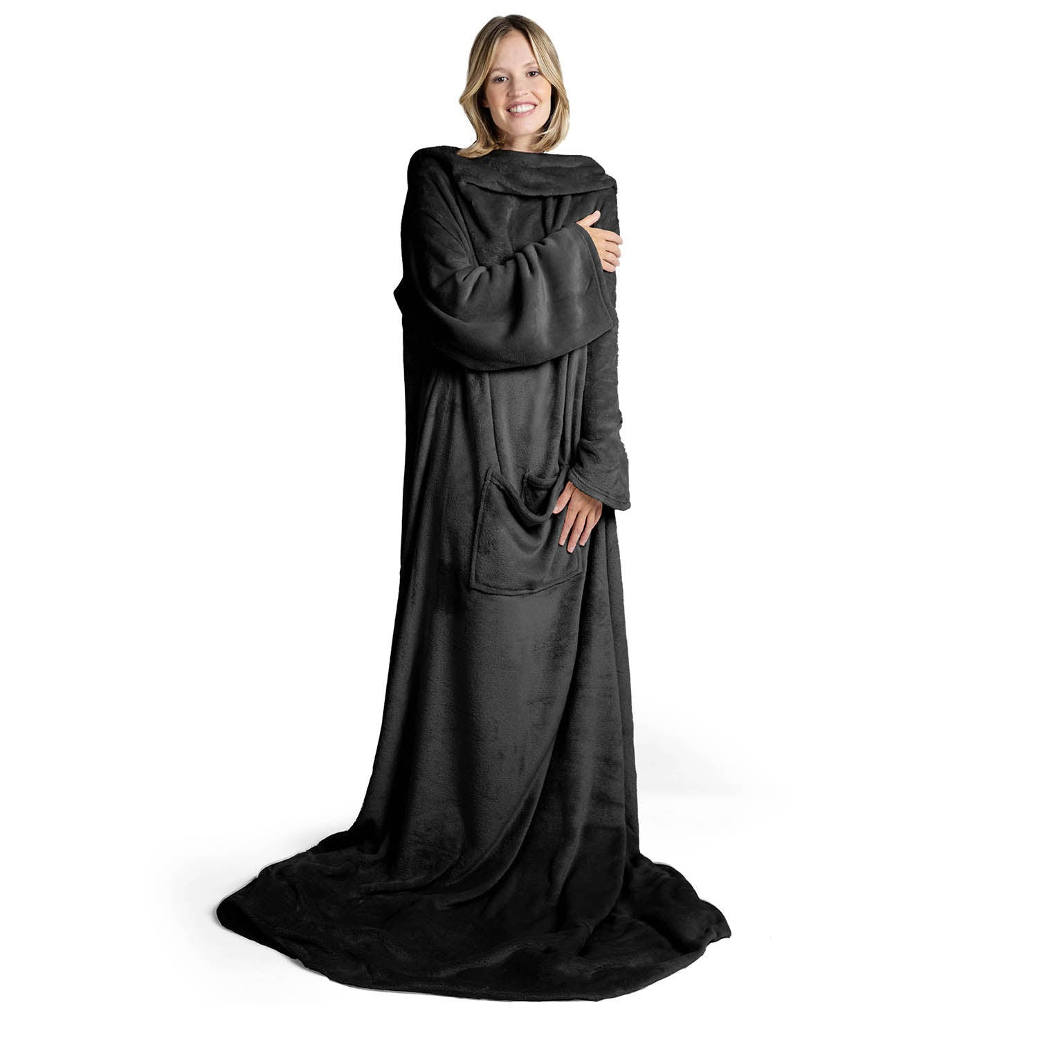 ÄRMELDECKE Iselin 170/200 cm, Anthrazit - Anthrazit, Textil (170/200cm) - Blumtal