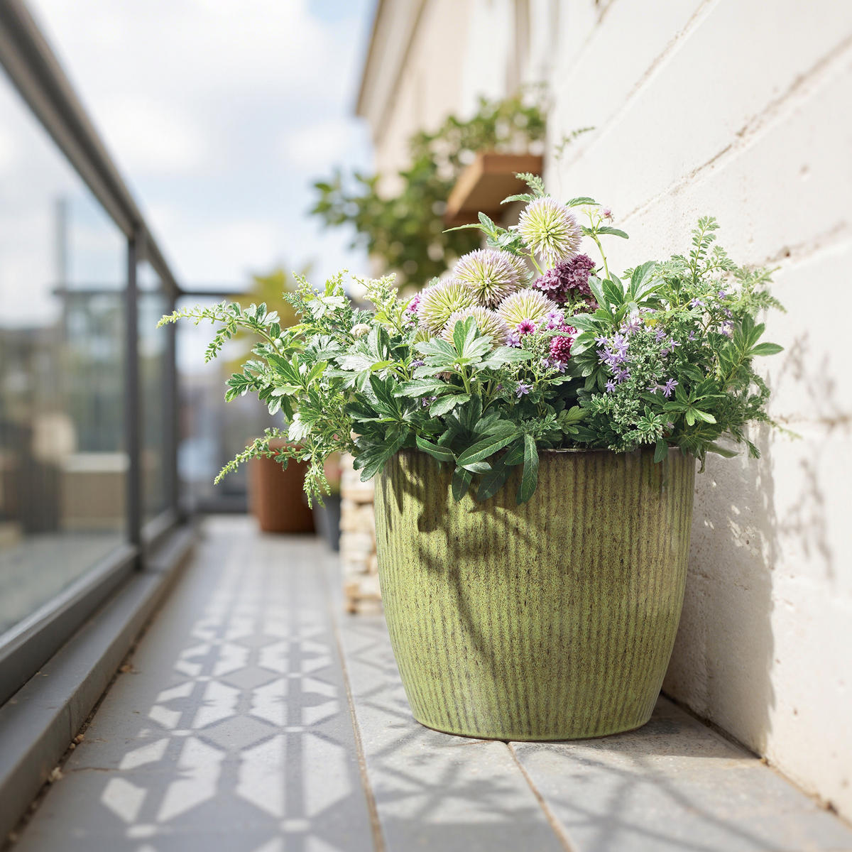 GRÜNER Keramik-Blumentopf, Durchmesser 30 cm, Höhe 28 cm - Grün, Keramik (27cm) - Hometopia