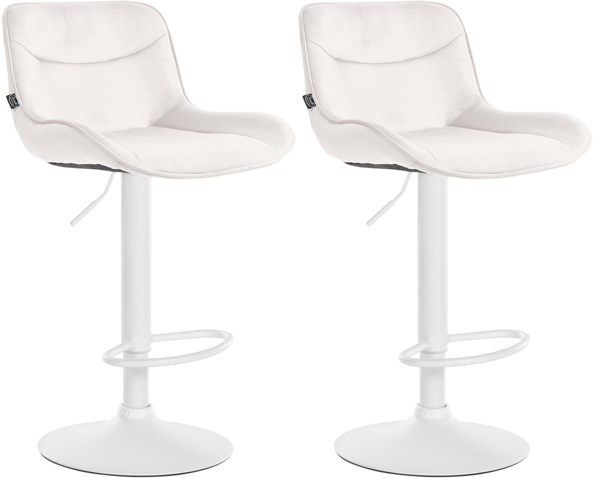 BARHOCKER 2er Set Samt creme - Creme/Weiß, Textil/Metall (49/85/51cm) - CLP