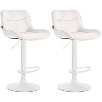 BARHOCKER 2er Set Samt creme - Creme/Weiß, Textil/Metall (49/85/51cm) - CLP