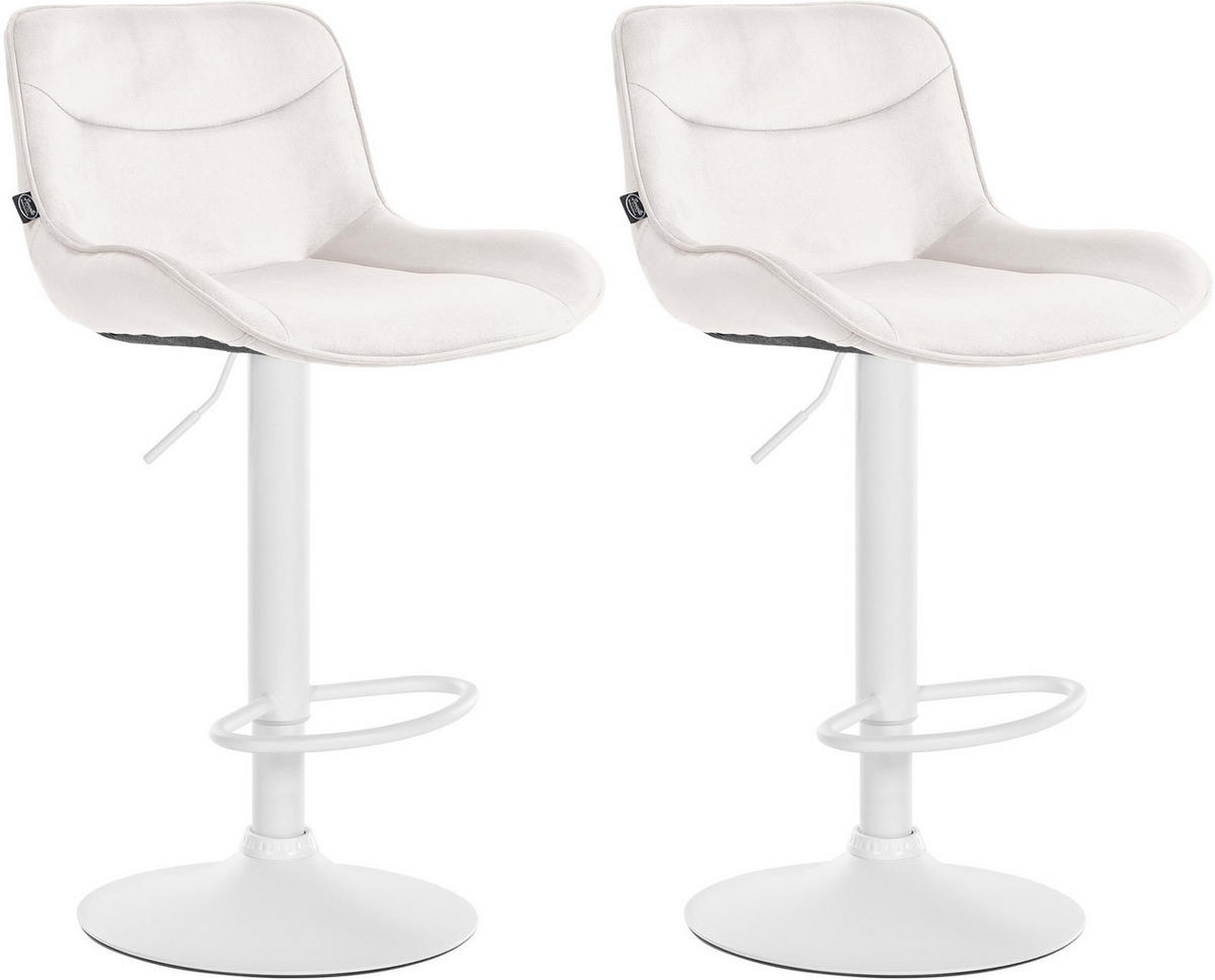 BARHOCKER 2er Set Samt creme - Creme/Weiß, Textil/Metall (49/85/51cm) - CLP