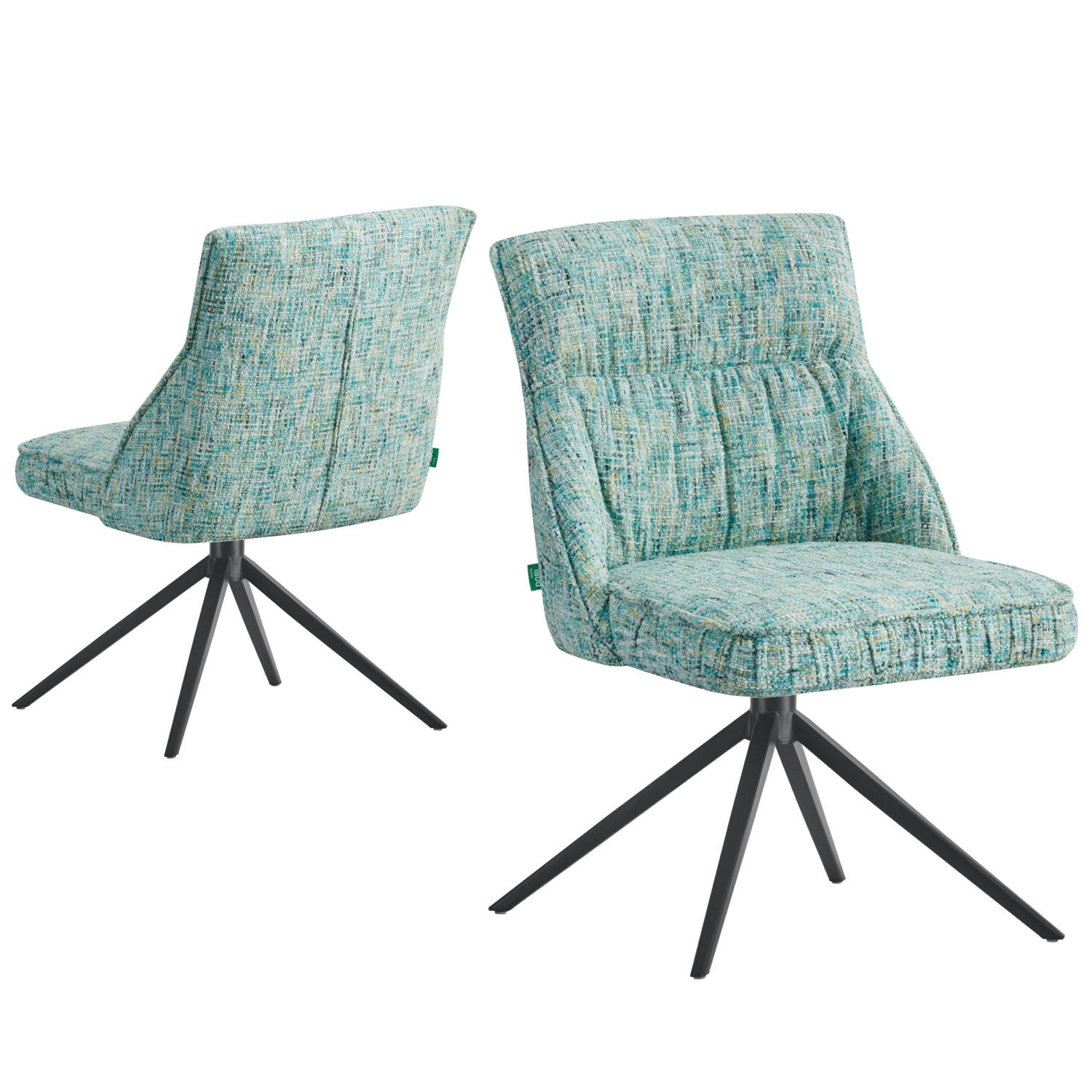 ESSZIMMERSTUHL MIRELA 2er-Set - Türkis/Schwarz, Textil/Metall (49/84/62cm) - DUBI Möbel