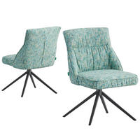 ESSZIMMERSTUHL MIRELA 2er-Set - Türkis/Schwarz, Textil/Metall (49/84/62cm) - DUBI Möbel