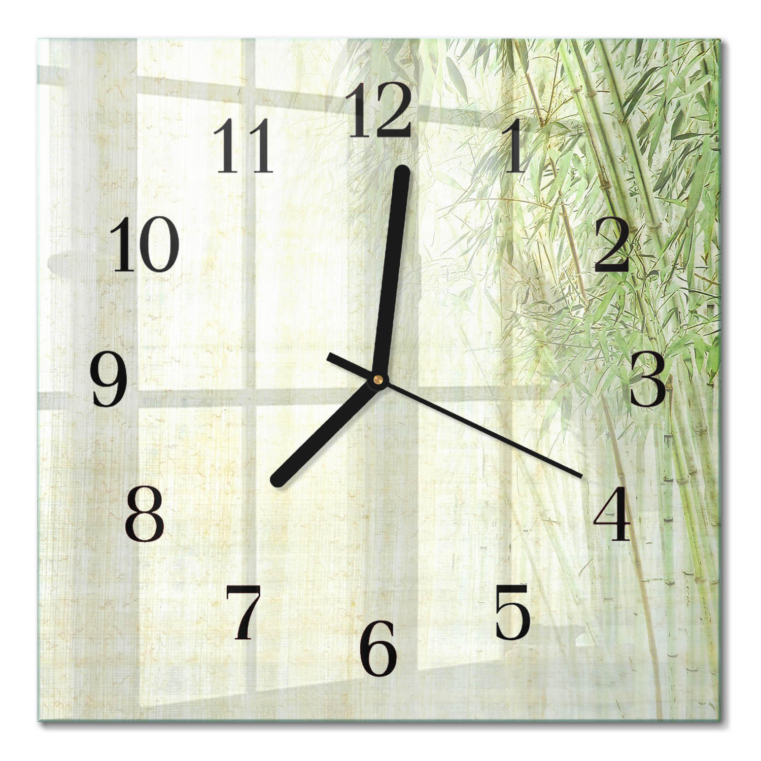 WANDUHR 30x30 cm - Bambuspflanze - Grün, Glas (30/30/0.4cm) - TULUP