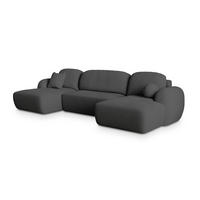 ROHOVÁ SEDAČKA SAVONA šedá - šedá/černá, dřevo/textil (320/148cm) - MASSENO